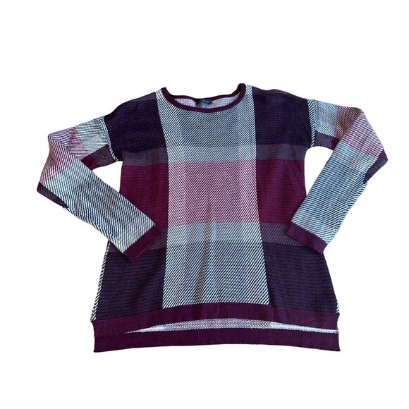 The Limited Maroon Boatneck Pullover Plaid Womens Small Knit Sweater - Picture 4 of 10
